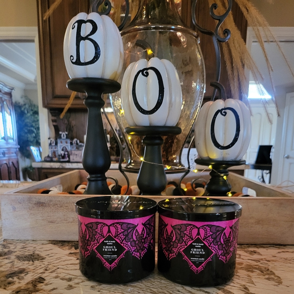 TWO Bath & Body Works B&BW Ghoul Friend 3 Wick Candles NEW NWT